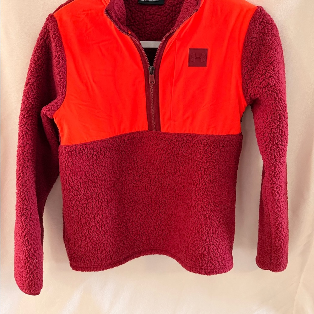 Under Armour Kids' Burgundy and Orange Half-Zip Fleece sweatshirt/jacket